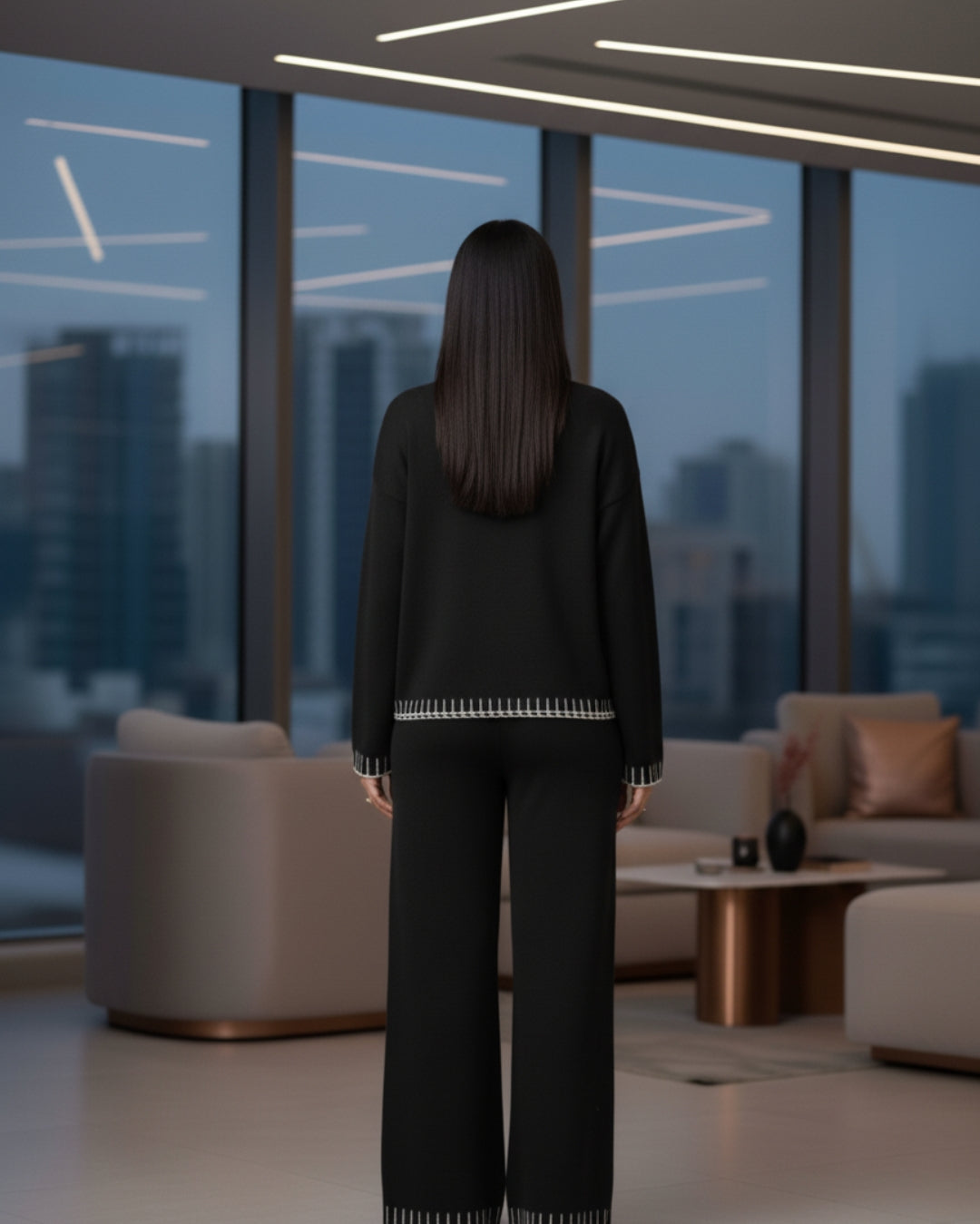 Elaris - Midnight Edge Contrast Knit Co-ord Set