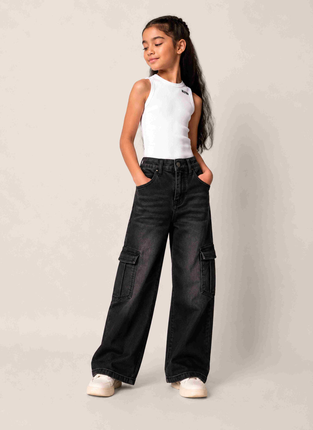 Midnight black cargo jeans styling, CoCo Street