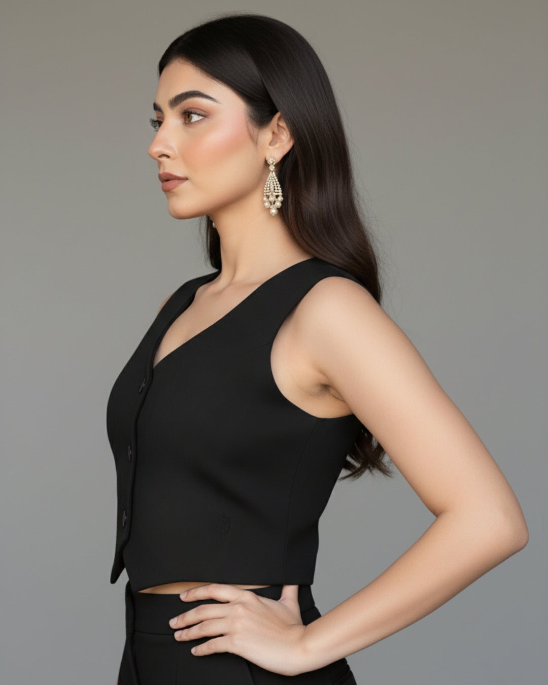 Nuvia - Black Muse Waist Top Co-Ord Set