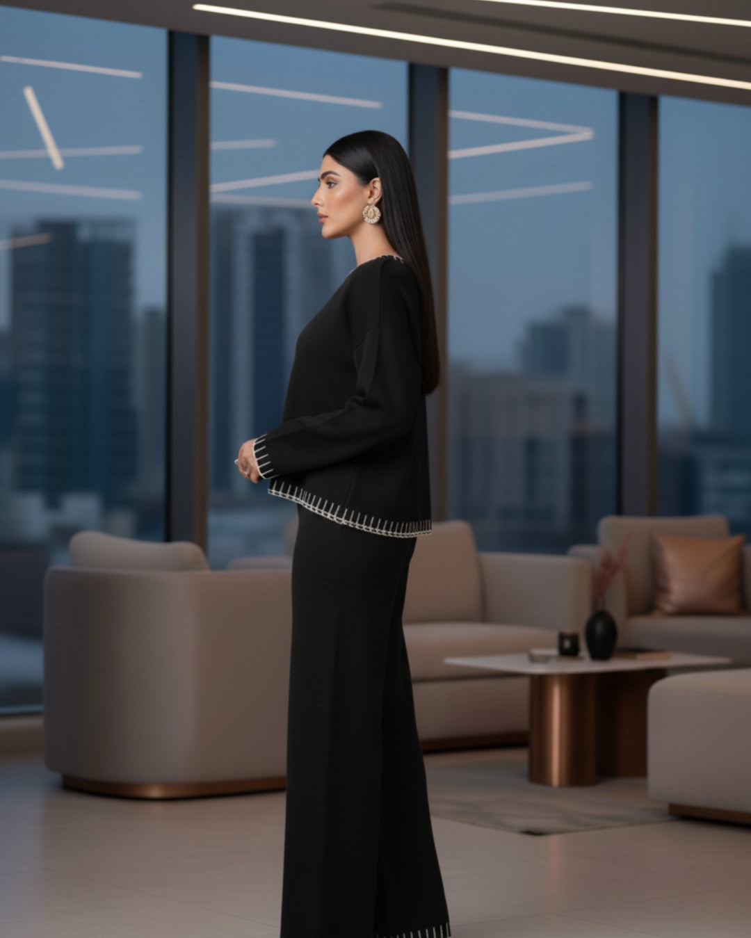 Elaris - Midnight Edge Contrast Knit Co-ord Set