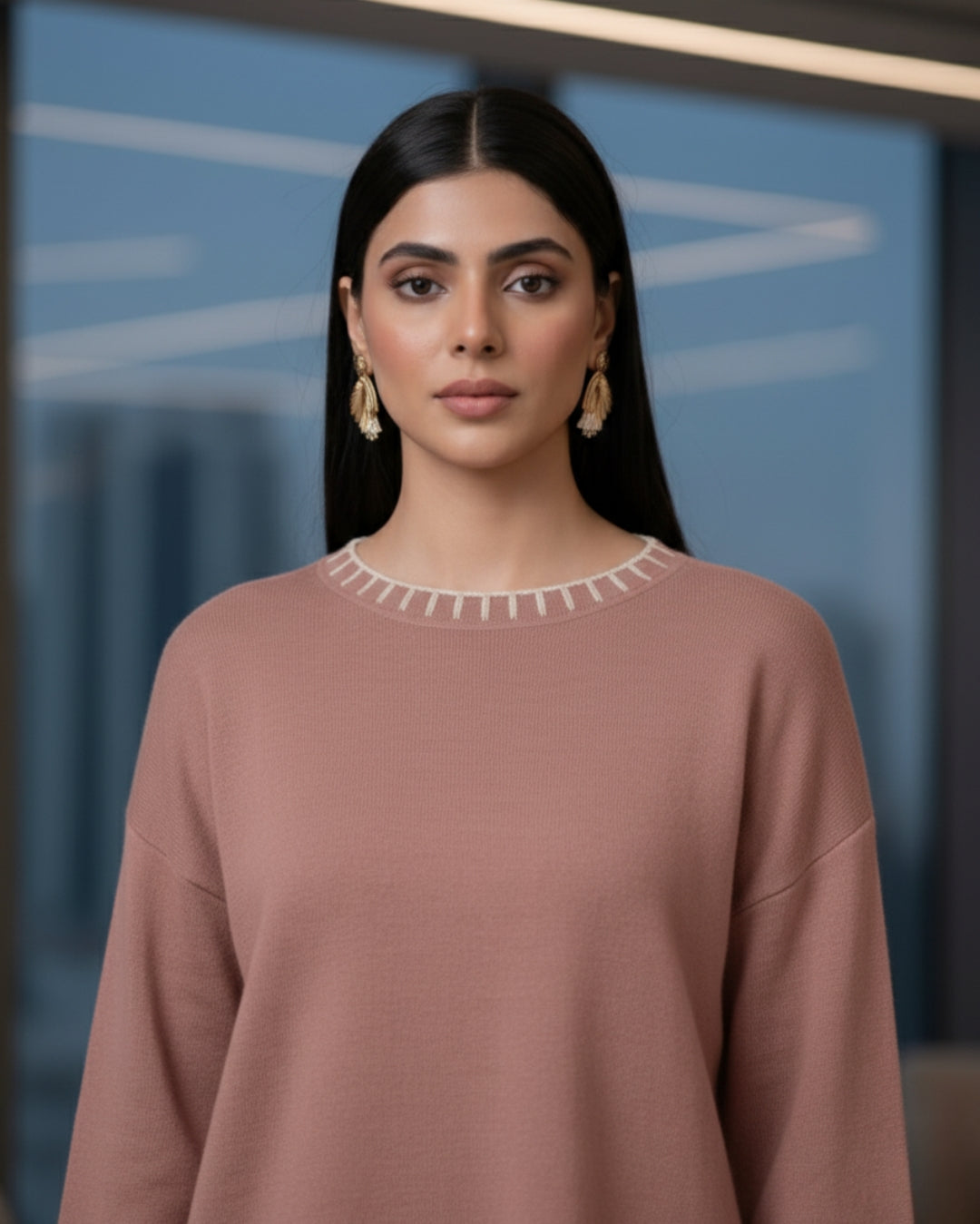 Elaris -Dusty Rose Contrast Knit Co-ord Set