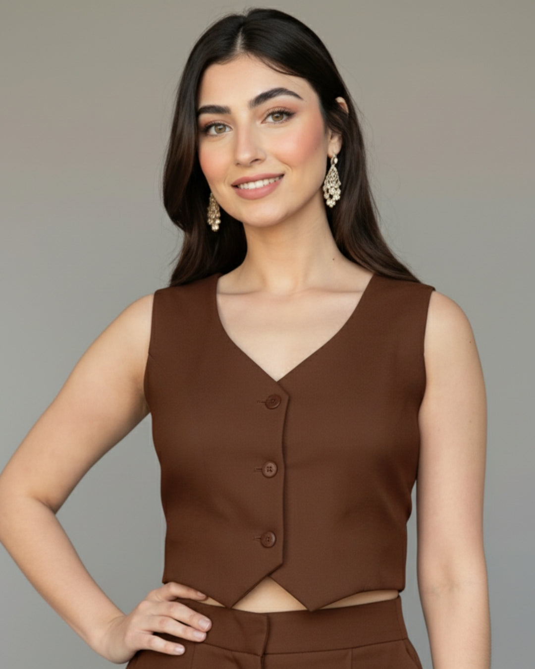 Nuvia - Urban Brown Waist Top Co-Ord Set