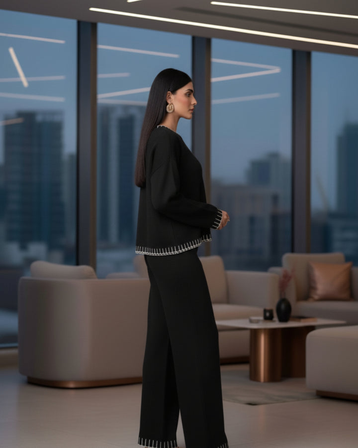 Elaris - Midnight Edge Contrast Knit Co-ord Set