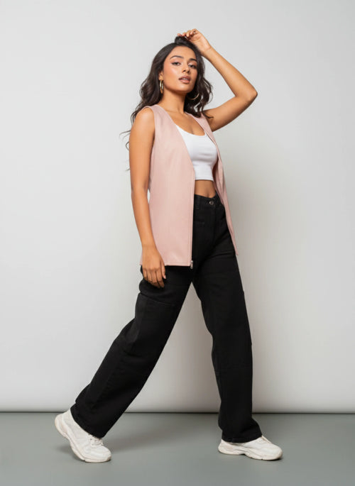 Blush Rebel Pink Denim Vest