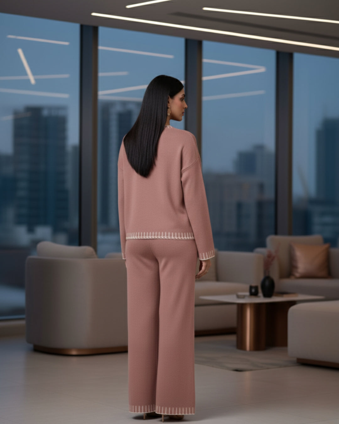 Elaris -Dusty Rose Contrast Knit Co-ord Set
