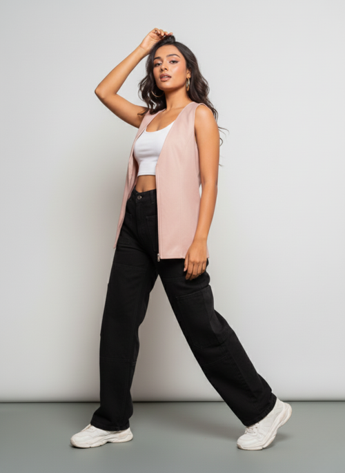 Blush Rebel Pink Denim Vest