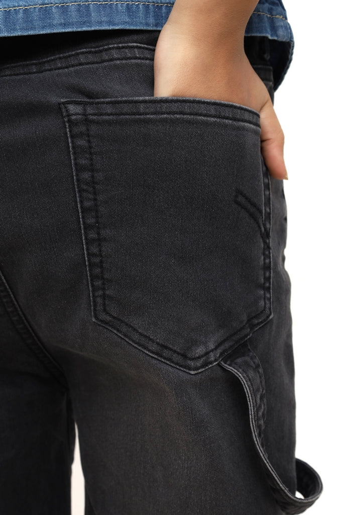 CoCo Street Eclipse black super wide-leg jeans, side styling